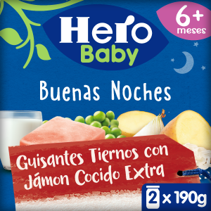 Tarrito Hero Baby guisantes tiernos con jamón